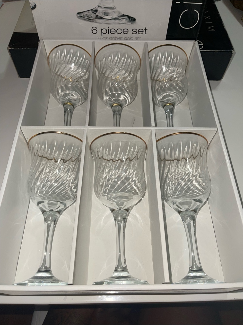 Maxim Circleware Clear Goblet Set with Gold Rim - 6 Pack